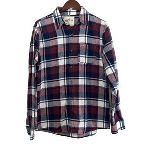 Hollister Flannel Plaid Button Down Shirt 100% Cotton Size Medium